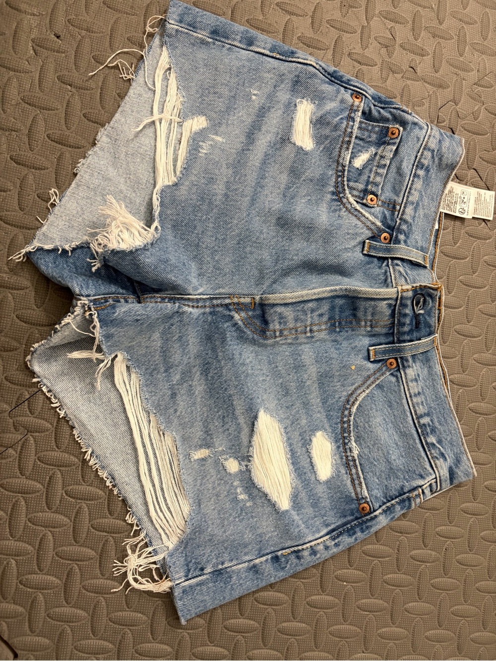 Levi's Light Blue Distressed Denim Jean Shorts